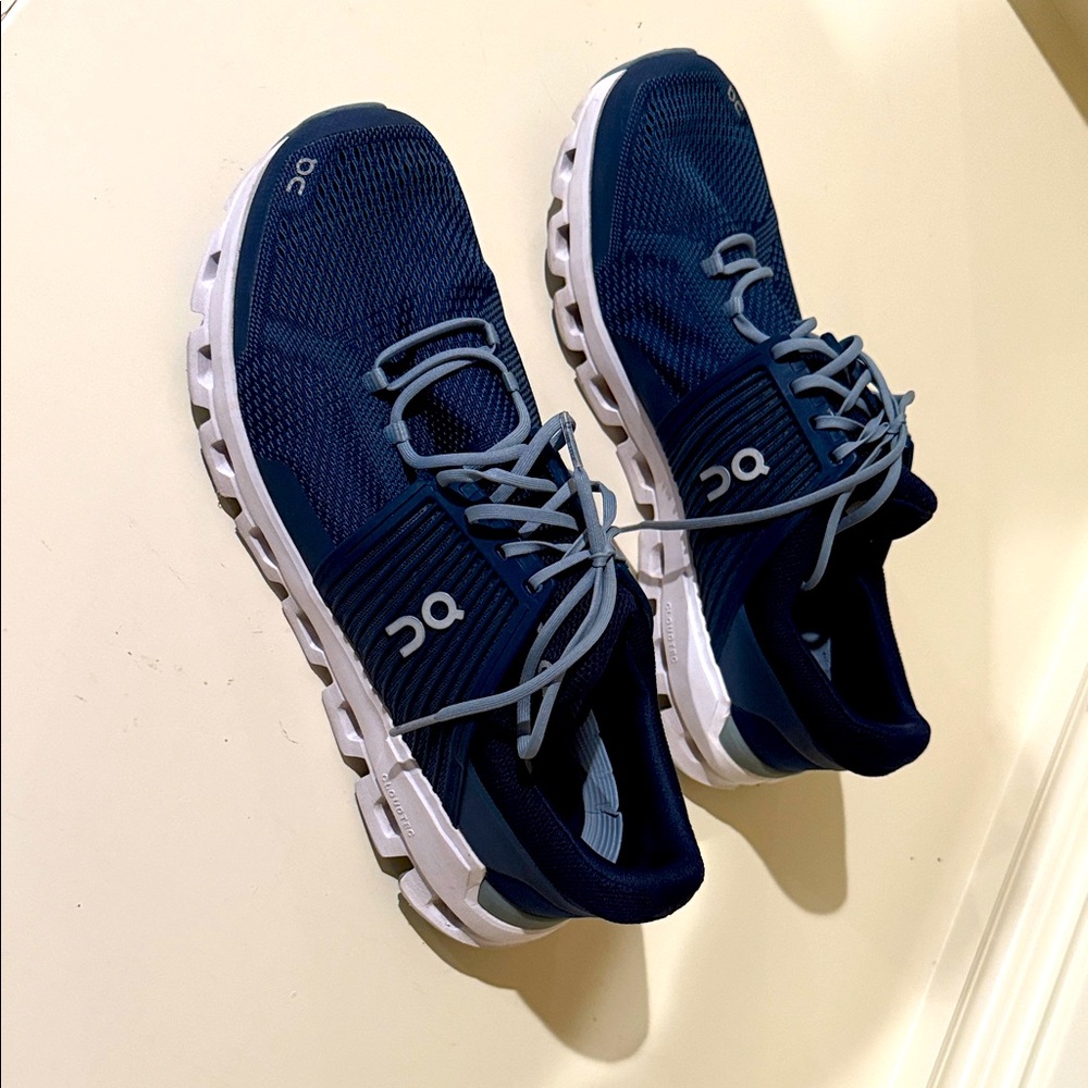 On Running Men's Navy and White Athletic Shoes